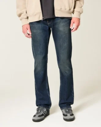 Mörkblå slim straight jeans