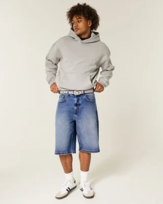 Mörkblå superbaggy jeansshorts