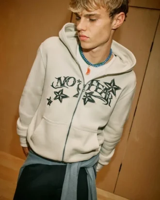 No Fear grafisk hoodie med dragkedja