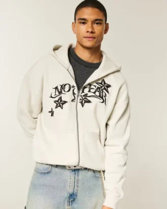 No Fear grafisk hoodie med dragkedja