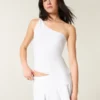 One-shoulder-top i linneblandning