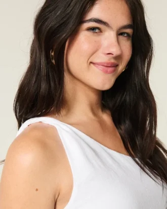 One-shoulder-top i linneblandning