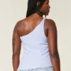 One-shoulder-top i linneblandning