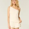 One-shoulder-top i linneblandning