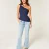 One-shoulder-top i linneblandning