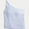 One-shoulder-top i linneblandning