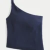 One-shoulder-top i linneblandning
