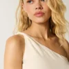 One-shoulder-top i linneblandning