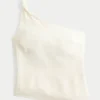 One-shoulder-top i linneblandning