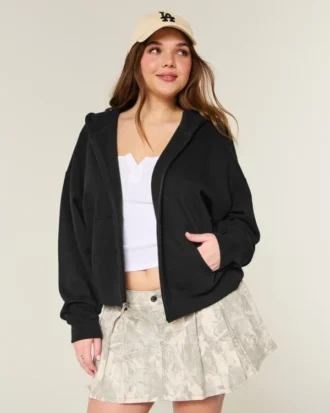 Oversized hoodie med dragkedja