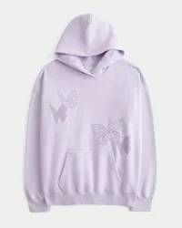 Oversized hoodie med fjärilsmotiv