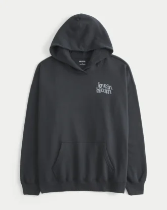 Oversized hoodie med fjärilsmotiv