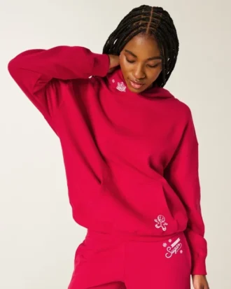 Oversized hoodie med glittertryck och sockertryck