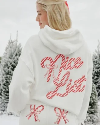 Oversized hoodie med polkagris-motiv