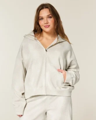 Oversized hoodie med zip och hjortmotiv