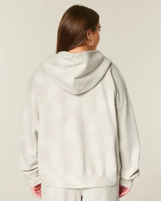 Oversized hoodie med zip och hjortmotiv