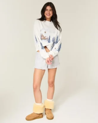 Oversized mock-neck puff print vintertröja med tryck Oversized mock-neck puff print vintertröja med tryck