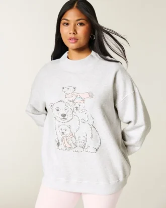 Oversized mockneck-tröja med björnmotiv Oversized mockneck-tröja med björnmotiv