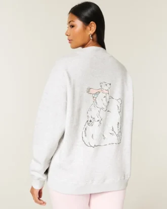 Oversized mockneck-tröja med björnmotiv Oversized mockneck-tröja med björnmotiv