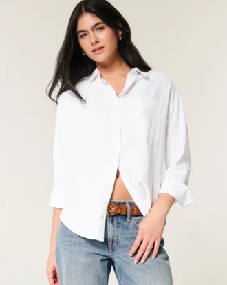 Oversized skjorta i linneblandning