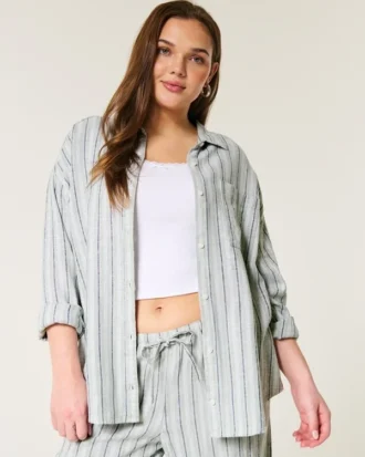 Oversized skjorta i linneblandning