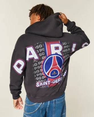 Paris Saint-Germain F.C. Grafisk hoodie med dragkedja