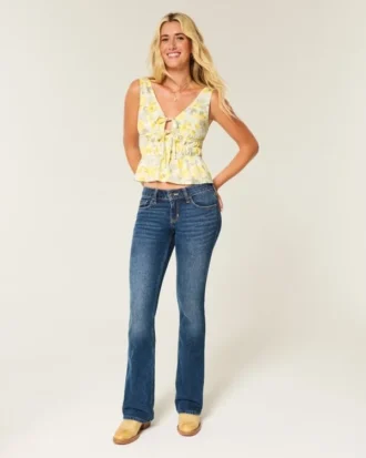 Peplum-top i linneblandning med knytning fram