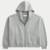 Rektangulär passform Hoodie med dragkedja och nitar
