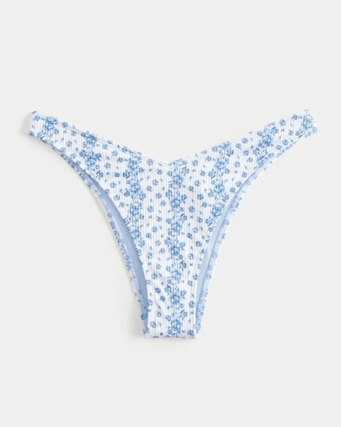 Ribbad högbenad V-midja Cheekiest bikinitrosa