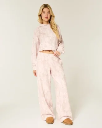 Rosa baggy sweatpants i kamouflage