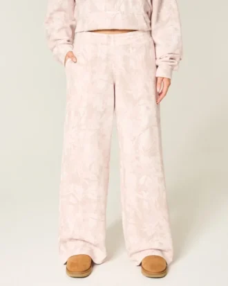 Rosa baggy sweatpants i kamouflage
