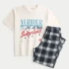 Schweizisk grafisk T-shirt och flanellpyjamasbyxor