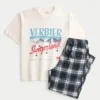 Schweizisk grafisk T-shirt och flanellpyjamasbyxor