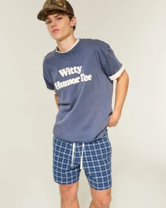 Seersucker-shorts som går till mitten av låret