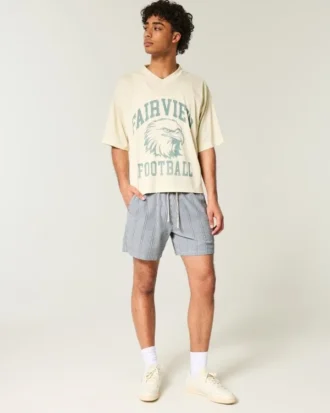 Seersucker-shorts som går till mitten av låret