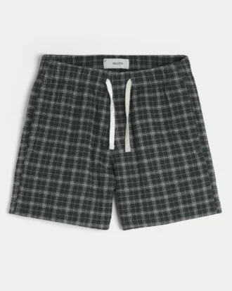 Seersucker-shorts som går till mitten av låret