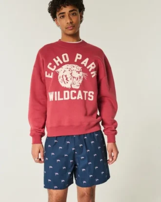 Shorts med amerikanskt flaggmönster, midjehöjd, dragkedja