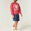 Shorts med amerikanskt flaggmönster, midjehöjd, dragkedja