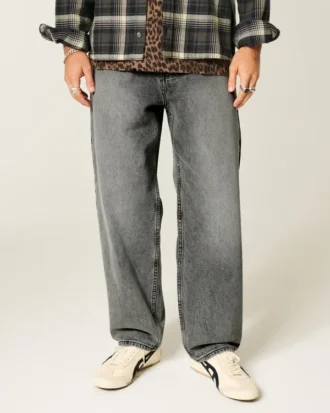 Skater Baggy Jeans i tvättad grå färg