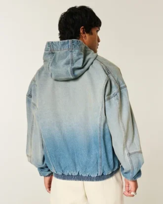 Skaterjacka i denim med dragkedja