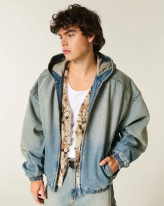 Skaterjacka i tvättad denim Skaterjacka i tvättad denim