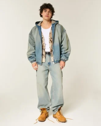 Skaterjacka i tvättad denim Skaterjacka i tvättad denim