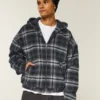 Skaterjacka med huva i rutig flanell Skaterjacka med huva i rutig flanell