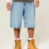 Skull Graphic Super Baggy Denim Shorts Skull Graphic Super Baggy Denim Shorts
