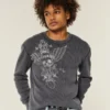 Skull Graphic Thermal Crew Shirt Skull Graphic Thermal Crew Shirt