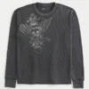 Skull Graphic Thermal Crew Shirt Skull Graphic Thermal Crew Shirt