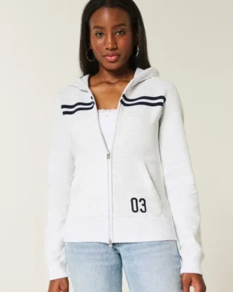 Smal randig hoodie med dragkedja Smal randig hoodie med dragkedja