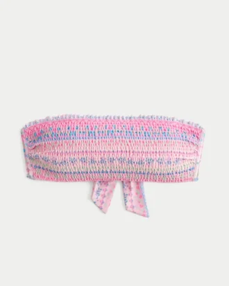 Smockad bandeau-bikinitopp
