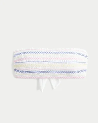 Smockad bandeau-bikinitopp
