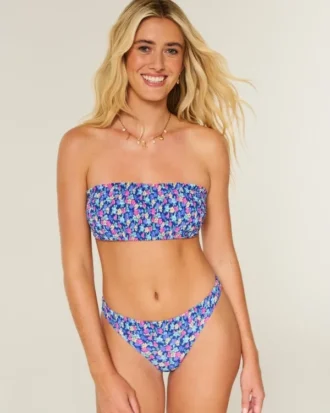 Smockad bandeau-bikinitopp